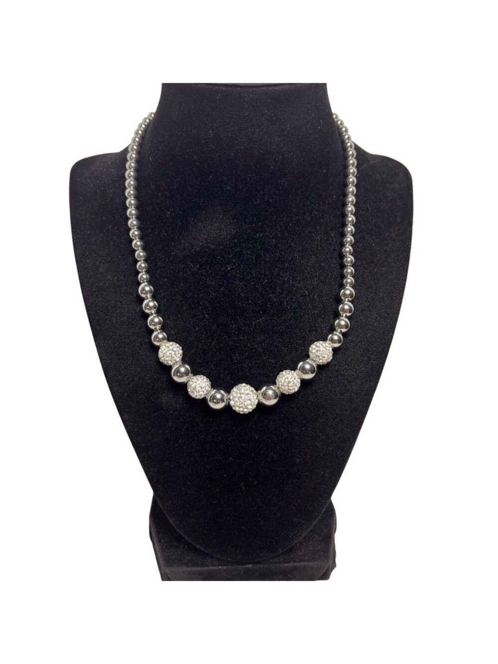GM Stainless Steel And Clear Rhinestone Necklace (6323)